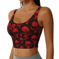 thumbnail image 2 of Goofa Red Skulls Printed Sports Bras for Women, High Impact Running Bra Workout Crop Tank Tops Longline Sports Bra Push up-, 2 of 9