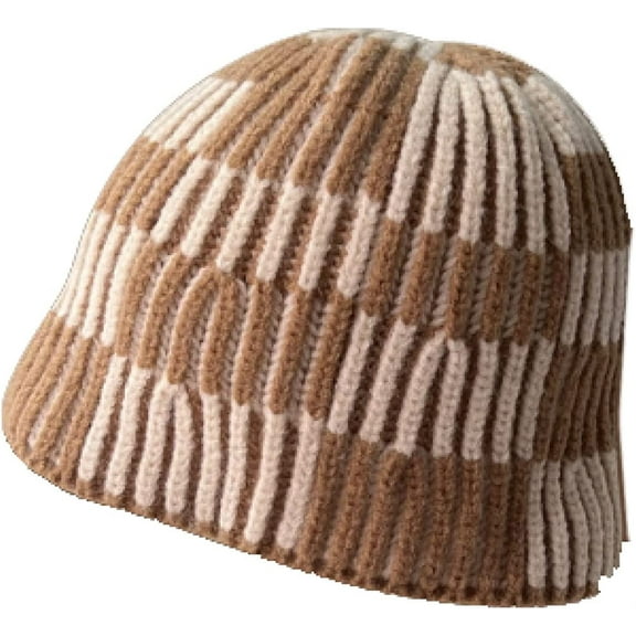 CoCopeaunts Plaid Beanies Hat Two-Colors Fashion All-Match Street Women Knitted Cap Autumn Winter Warm Thick Bucket Hats for Men