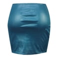 thumbnail image 7 of Leather Pencil Skirt for Women Slimming Faux Leather Side Slit Bodycon Mini Skirt Clubwear, 7 of 7