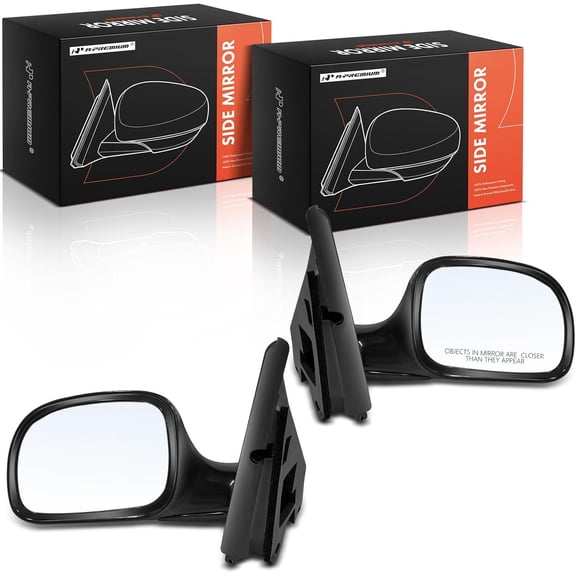 A-Premium Pair (2) Driver and Passenger Side Manual Door Mirror - Compatible with Chrysler Town & Country & Dodge Caravan & Plymouth Voyager, 1996-2000 - Non-Heated Manual Folding Black
