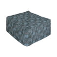 thumbnail image 1 of Ethnic Rectangle Pouf, Striped Hand Drawn Pattern Based on a Traditional Ornament, Under Desk Foot Stool for Living Room Office Ottoman with Cover, 25", Teal Bluegrey Dark Brown, by Ambesonne, 1 of 4
