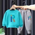 thumbnail image 2 of Karoyedx Cute Outfits for Toddler Boys Toddler Baby Boy Spring Clothes Short Sleeve Letter Print Stripe T-Shirt with Pants Set Outfit Sky Blue Size,3-4 Years, 2 of 5