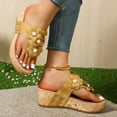 thumbnail image 5 of Summer Sandals Women Wedge Flatform Open Toe Slip-on Solid Color High Heel Thong Flip-Flops Slides Summer Women's Trendy Casual Daily Beach Shoes Yellow 37, 5 of 9
