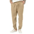 thumbnail image 1 of Innerwin Trousers Drawstring Men Bottoms Holiday High Waist Lightweight Summer Pants Khaki L, 1 of 4