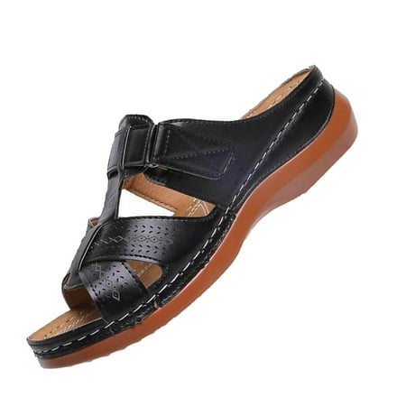 

Women s Sandals Slope Heel Thick Sole Hollow Slippers For Women s Large Casual Pedal Sewn Slope Heel Stripe Cool Slippers Sandal Women