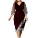 thumbnail image 2 of ICHUANYI Clearance Women Casual V-neck Irregular Sequin Mesh Half Sleeve Dress Evening Dresses(Wine, L) ICHUANYI WER2023080902422, 2 of 8