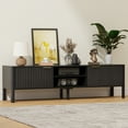 thumbnail image 3 of Wood TV Stand, Mid-Century Modern Black Entertainment Center with Fluted Door Storage Cabinets and Adjustable Open Shelves for Living Room Bedroom, 3 of 9