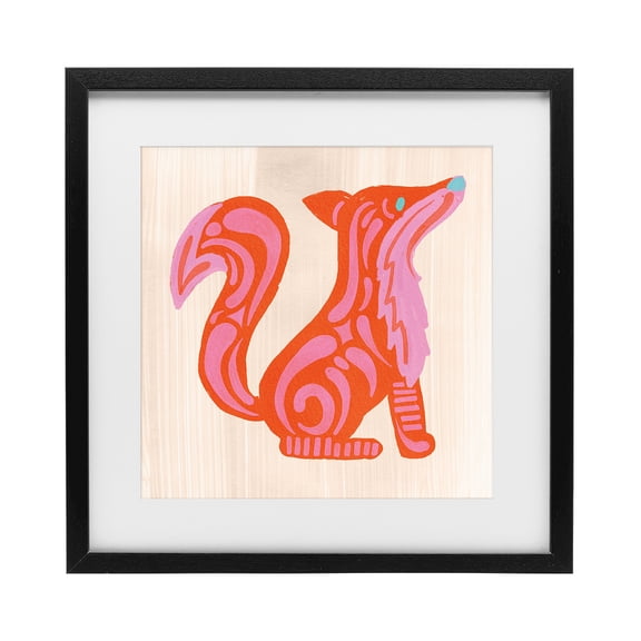 Stupell Industries Bohemian Whimsical Folk Fox Vibrance Black Framed Print Under Glass, 13 x 13, by The Paper Curator