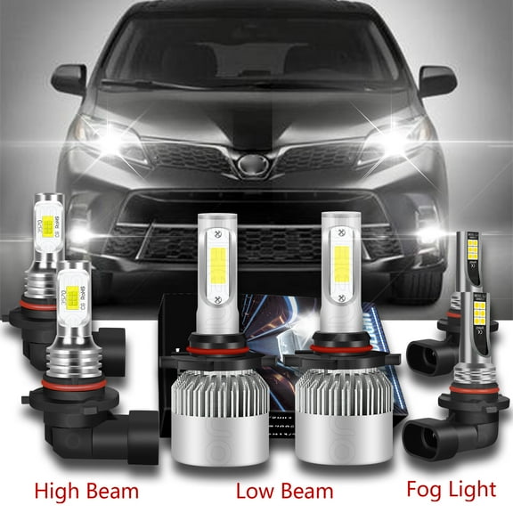 For Toyota Highlander 2004-2007 LED Headlight   Fog Light Bulbs Combo Kit 6000K