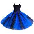 thumbnail image 3 of Vestido de tul de hada azul y negro brillante para niñas, vestido de fiesta de cumpleaños, vestido de princesa con flores de tul, disfraz de Halloween para niños, conjunto de alas, 3 of 5