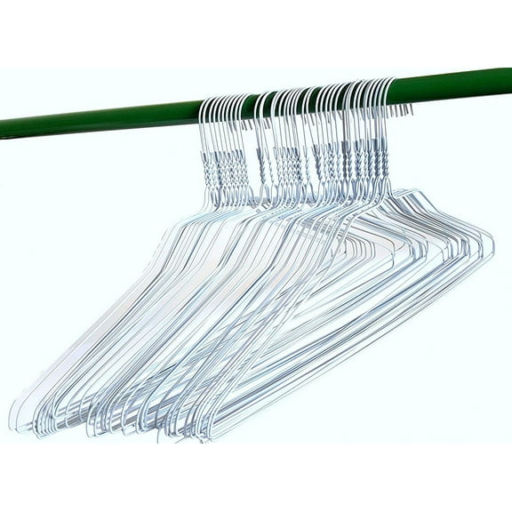 Space Saving Stainless Steel Tier Dresses & Shirt Wire Hangers, White, 200 Pieces