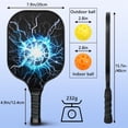 thumbnail image 3 of Pickleball Paddles Set Of 1, Fiberglass Surface, Speed, Lightning, Thunder Print, 1 Paddle, 2 Balls & Bag, 3 of 5