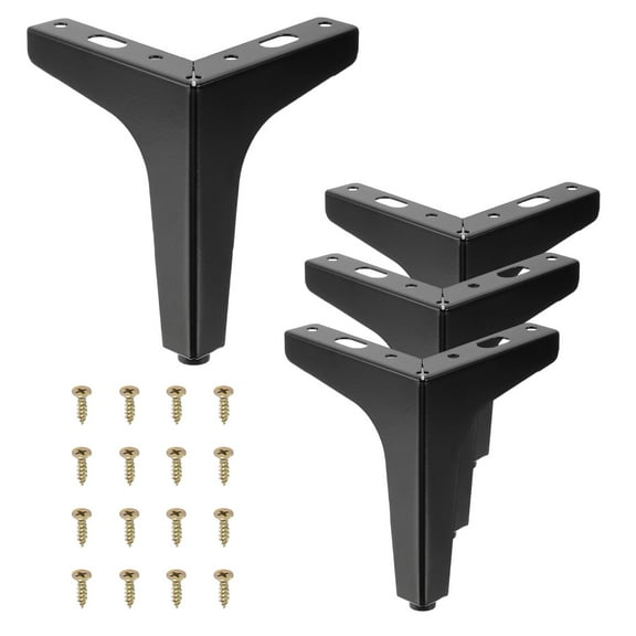 5 Inch Metal Furniture Legs, 4 Pcs Triangle Furniture Replacement Feet, Black