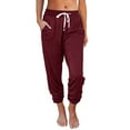 thumbnail image 1 of WILLBEST Pantalones Casuales para Mujer, Uso Diario, Color Sólido, 4 Bolsillos, Cintura Elástica, Pantalones Largos, Diseño Cargo para Mayor Comodidad y Estilo. Grande, 1 of 9