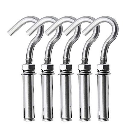 

Concrete Wall Hook 304 Stainless Steel Expansion Hook Heavy Duty Concrete Hook Open Cup Hook Expansion Bolts for Concrete Wall (5 M6)