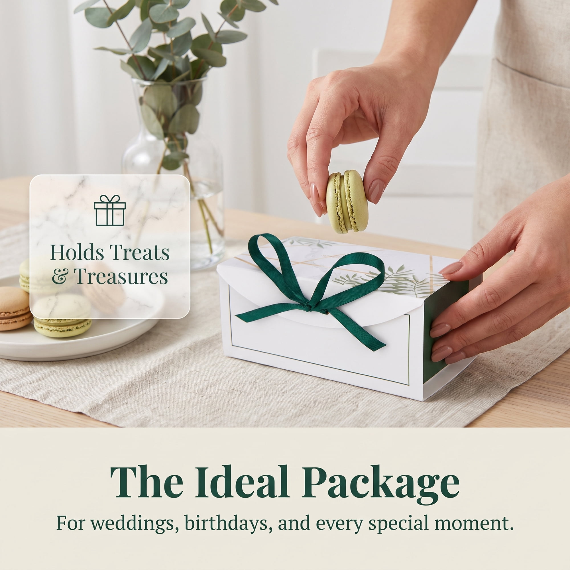 Unique Bargains Flat Packed Easy to Assemble Paper Treat Boxes 4.3"x 2.4"x 1.8" Green