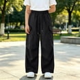 thumbnail image 4 of Xyant Girls Cargo Pants Y2K Baggy Streetwear for Kids Elastic Waist&Ankle Multi Pockets Casual Jogger Pants 5-16Y (Black,5-6 Years), 4 of 4