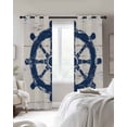 thumbnail image 4 of Navy Blue Rudder Coastal Blackout Curtains for Bedroom Living Room Darkening Curtains 90 Inch Nautical Beach Ocean Vintage Black Out Window Curtain Privacy Window Treatment Grommet Drapes 52"x90"x2, 4 of 9