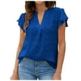 thumbnail image 5 of Siilsaa Womens Blouse V Neck Ruffle Sleeve Flowy Shirts Dressy Casual Cute Summer Tops I,S, 5 of 5