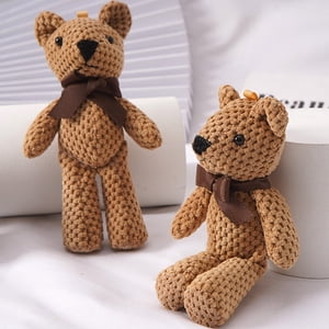 Pluokvzr Teddy Bear Toy Stuffed Bear Toy Lovely Bear Short Plush Toy with Cute Bow Decorative Push Bear Doll Home Desktop Ornament Pendant for Birthday Gift Party Wedding Home Decor,Brown