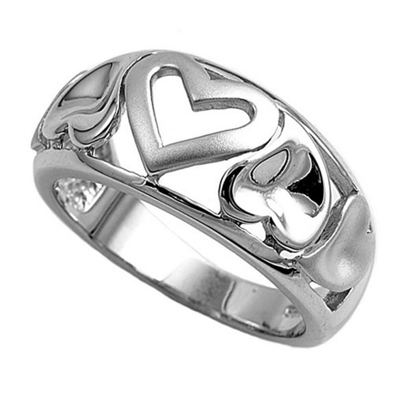 Sterling Silver Heart Band 3mm ( Size 5 to 10)