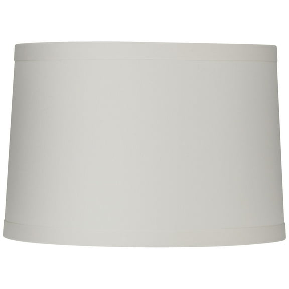 Springcrest Off-White Linen Medium Drum Lamp Shade 15" Top x 16" Bottom x 11" High (Spider) Replacement Harp and Finial