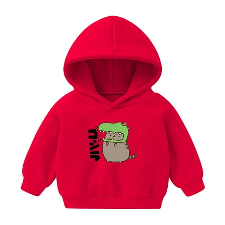 

Otqutp O Neck Pullovers for Toddler Pullover Boys Tops Sweatshirt Girls Hoodie Baby Dinosaur Cartoon Girls Tops Pullover Crewneck Activewear (Red 2-3 Years)