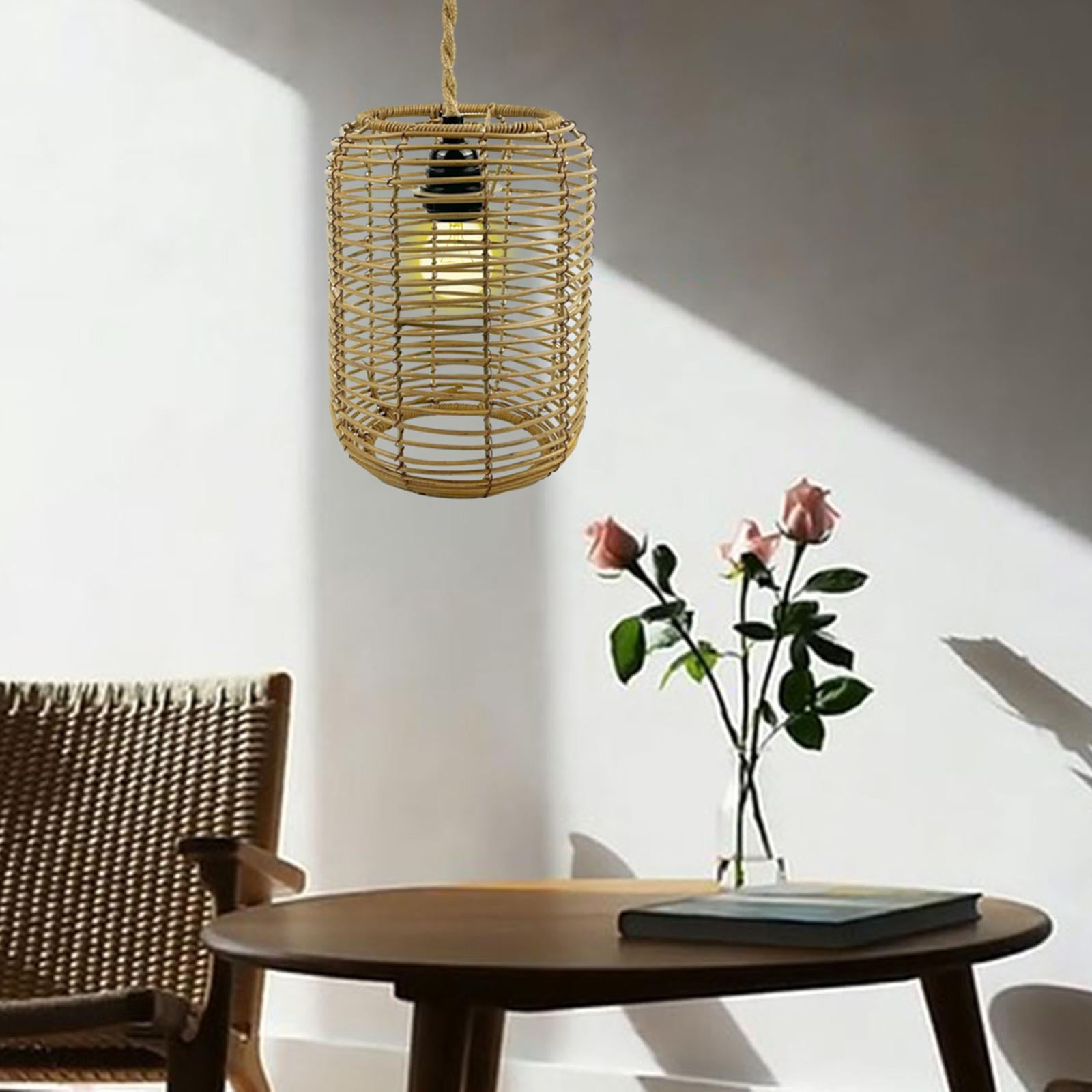Bvdfgk Imitation Rattan Woven Lampshade Handmade DIY Easy Installation Chandelier Light