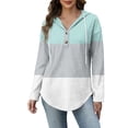 thumbnail image 4 of Cilsoka Womens Button Up Sweatshirts Hooded Striped Print Long Sleeve Drawstring Hoodies Casual Pullover, 4 of 5