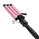 thumbnail image 1 of Rizador triple de cerámica, última versión de 3 varitas de barril con temperatura ajustable, calentador de cabello portátil (1 pieza rosa) JAMW Sencillez, 1 of 5