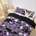 thumbnail image 3 of Catabedysis Camo Camping Bedding For Girls,Wildlife Camper Pattern Duvet Cover Full,Purple Black,Black Reversible,3-Piece,1 Duvet Cover and 2 Pillowcases, 3 of 6