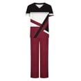 thumbnail image 1 of Camisetas de Manga Larga Mujeres Imprimir Manga Corta V-Cuello Superior Y Pantalones Largos Traje de Trabajo Conjunto, Nylon para Primavera Verano Casual, 1 of 9