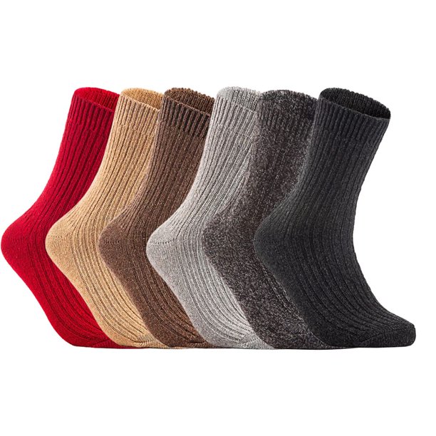 Lovely Annie Women's 6 Pairs Wool Blend Socks Size 69, Color (Beige)