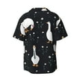 thumbnail image 2 of KLL Fashionable Goose Print Men's Shirt Short Sleeve Button Down Summer Cuba Beach Shirts- Small, 2 of 7