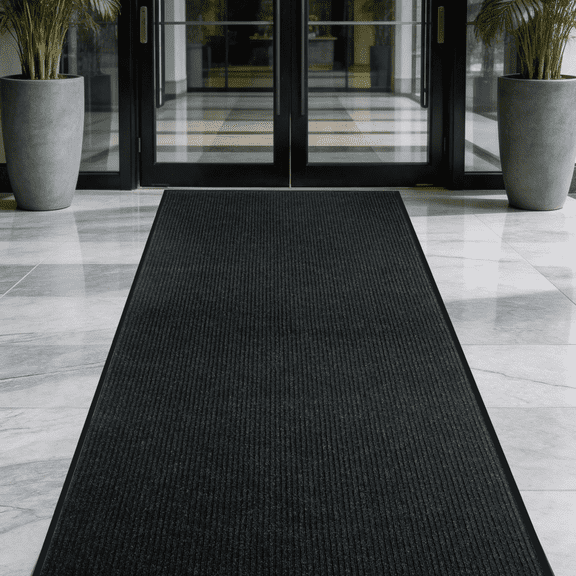 WANLISELL Commercial Carpet Runner, 3' x 10' Commercial Rugs with Rubber Backing, Heavy Duty Large Floor Mat for Entrance Hallway Kitchen Indoor Outdoor, Black