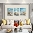 thumbnail image 6 of 3Pcs Coastal Seashell Conch Canvas Wall Art Summer Beach Waves Pictures Wall Decor Blue Beach Ocean Posters Prints Paintings for Bathroom Bedroom Living Room Sea View Room Decoration Prepare to hang, 6 of 6