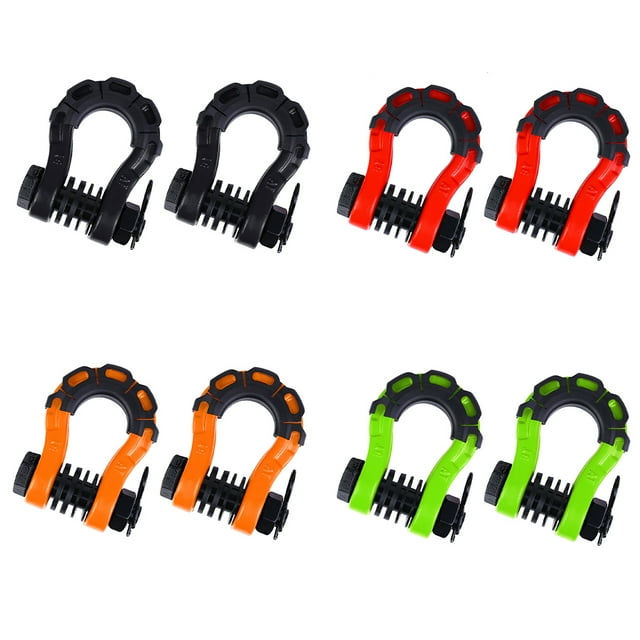 VONKY 2pcs Metal 2Pack 3/4 D Ring Shackles Shackle U-Hook Shackle Rugged Tow Shackle With Isolator Easy Black