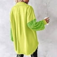 thumbnail image 6 of Clearance! Baqcunre Women's Clothing, Women's Jacket Sequin Patchwork Long Sleeve Jacket Top Button Front Oversized Denim Shacket Valentines Day Gifts, 1PC Blouse Green2 S, 6 of 7