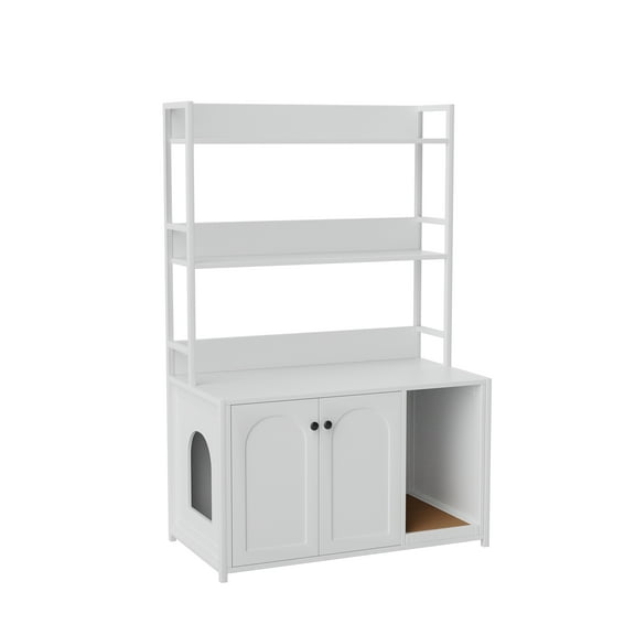 Elegant Cat Washroom Furniture - Concealed Litter Box with Bookshelf Design
