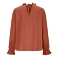 thumbnail image 1 of Tops Para Mujer Blusa Casual Elegante Camisas de Manga Larga Cuello en V Manga de Pétalo Color Sólido Parte Superior Suelta Odeerbi ODB173453, 1 of 6