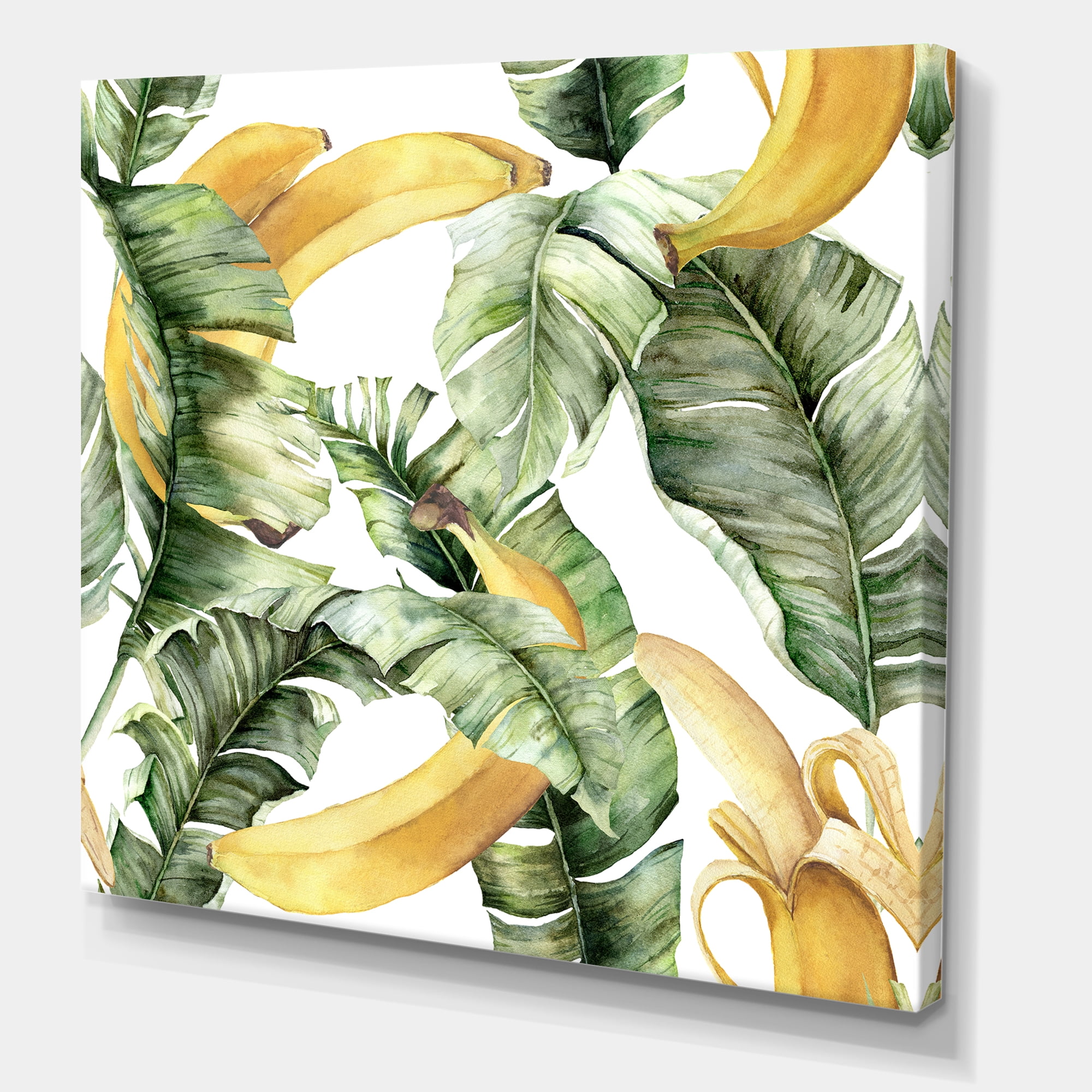 Designart ' Leaves With Ripe Bananas ' Nautical & Coastal Canvas Wall Art Print