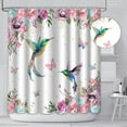 thumbnail image 2 of Watercolor Flower Hummingbird Shower Curtain for Bathroom Pink Wildflower Polyester Fabric Botanical Shower Curtain with Hooks,Spring Bathroom Decor 72x72 Inches, 2 of 6