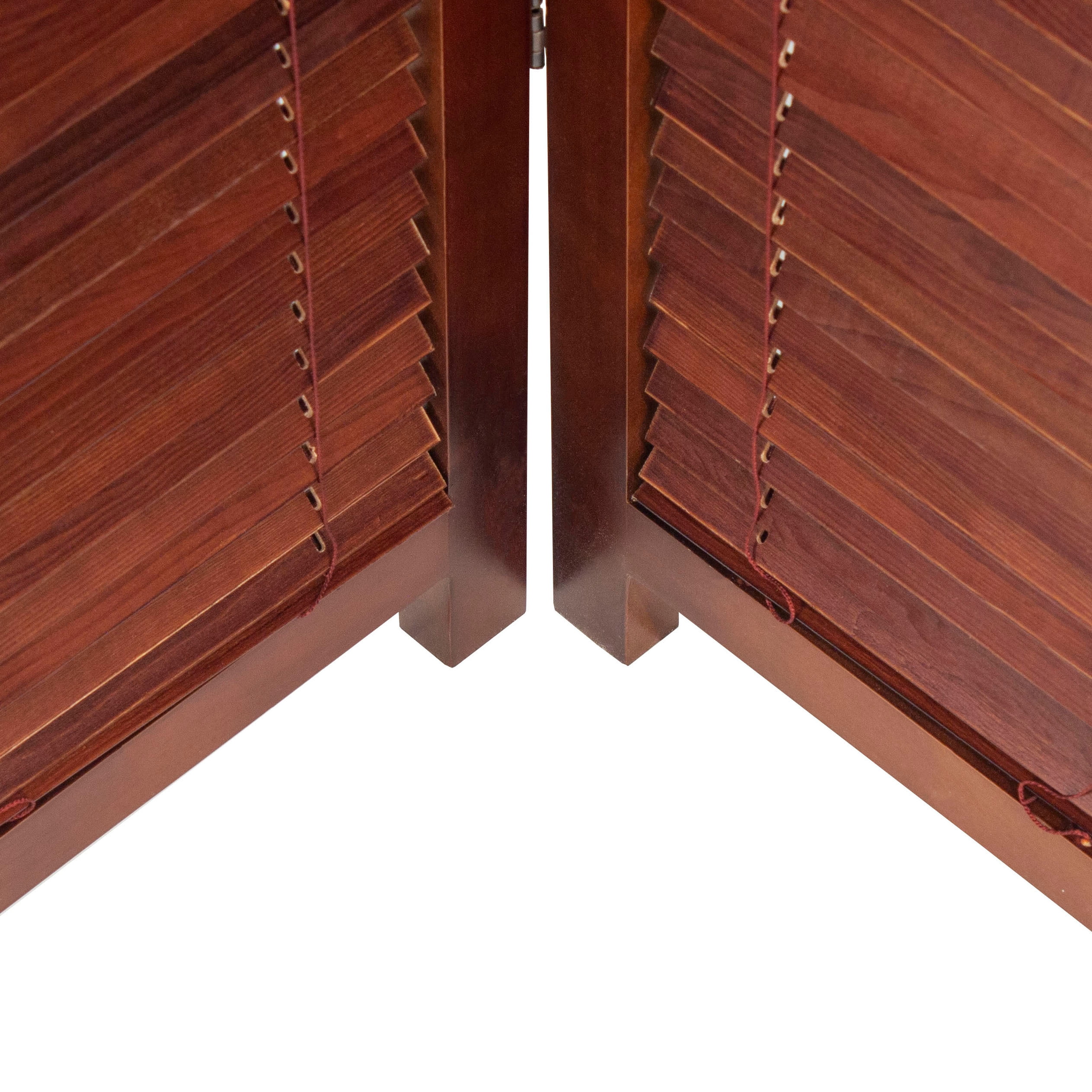 Red Lantern 6 ft. Tall Adjustable 3-Panel Room Divider with Shutter Design in Walnut Finish