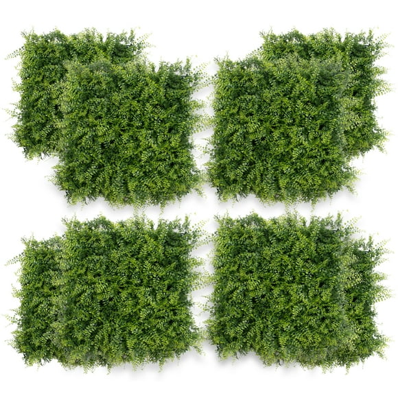 BeesClover 12 Pcs Panneaux Muraux en Gazon Artificiel, Panneaux de Clôtures Décoratives en Faux Buis 20"x20 Pouces, Toile de Fond Murale de Verdure Résistante au Soleil, Décoration Murale de Clôture de Jardin de Plantes Vertes Inodore pour Intérieur Extérieur