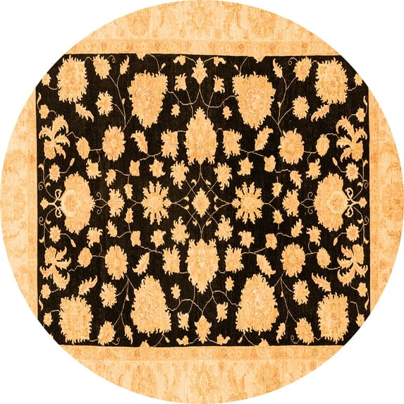 Ahgly Company Indoor Round Oriental Orange Traditional Area Rugs, 8' Round
