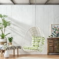 thumbnail image 3 of GDF Studio Aydan Indoor/Outdoor Wicker Hanging Chair with 8 Foot Chain (NO STAND), White and Green, 3 of 9