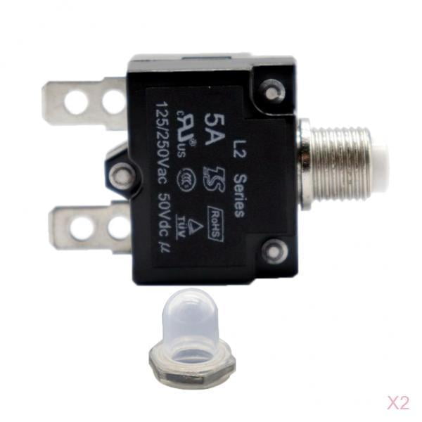 2x de Sobrecarga de Disyuntor Térmico Reiniciable con Botón Pulsador V 5AMP kusrkot Protector de sobrecarga