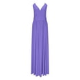 thumbnail image 3 of Women Summer 2025 Maxi Dress High Slit Deep V Neck Vacation Spaghetti Strap Casual Boho Sundress Wear To Cocktail, 3 of 4