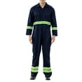 thumbnail image 1 of TOPTIE Men's Long Sleeve High Visibility Coverall with Green Reflective Tape Workwear Jumpsuit-Navy-2XL Regular, 1 of 8