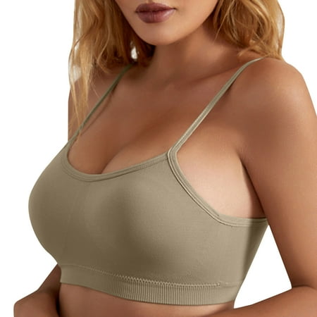 Outfmvch Wireless Bras for Women Bras for Women Bandeau Bra Back Wireless Breath Solid Color Backless Up U Shaped Top Bra for Women Womens Underwear(clearance) Khaki L